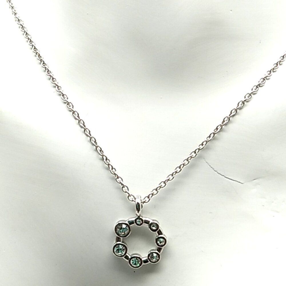 Dana Bachman Delicate Open Circle Crystal Necklace Silver-tone NWOT 18"